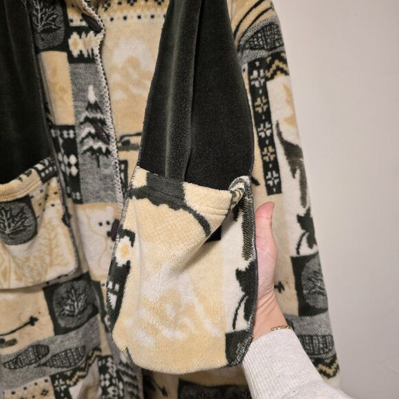 Vtg Quality Goods Canada Winter Nature Heavy Fleece Reversible Coat Jacket M/L - Picture 4 of 16
